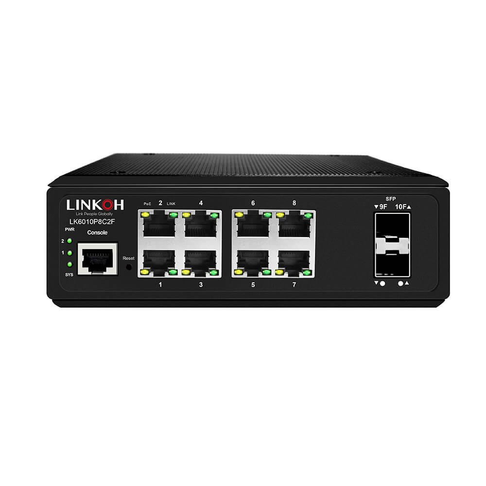 Gigabit Industrial Switch PoE 8 Ports + 2-Port 100/1000X SFP Managed  Ethernet Switch - LINKOH