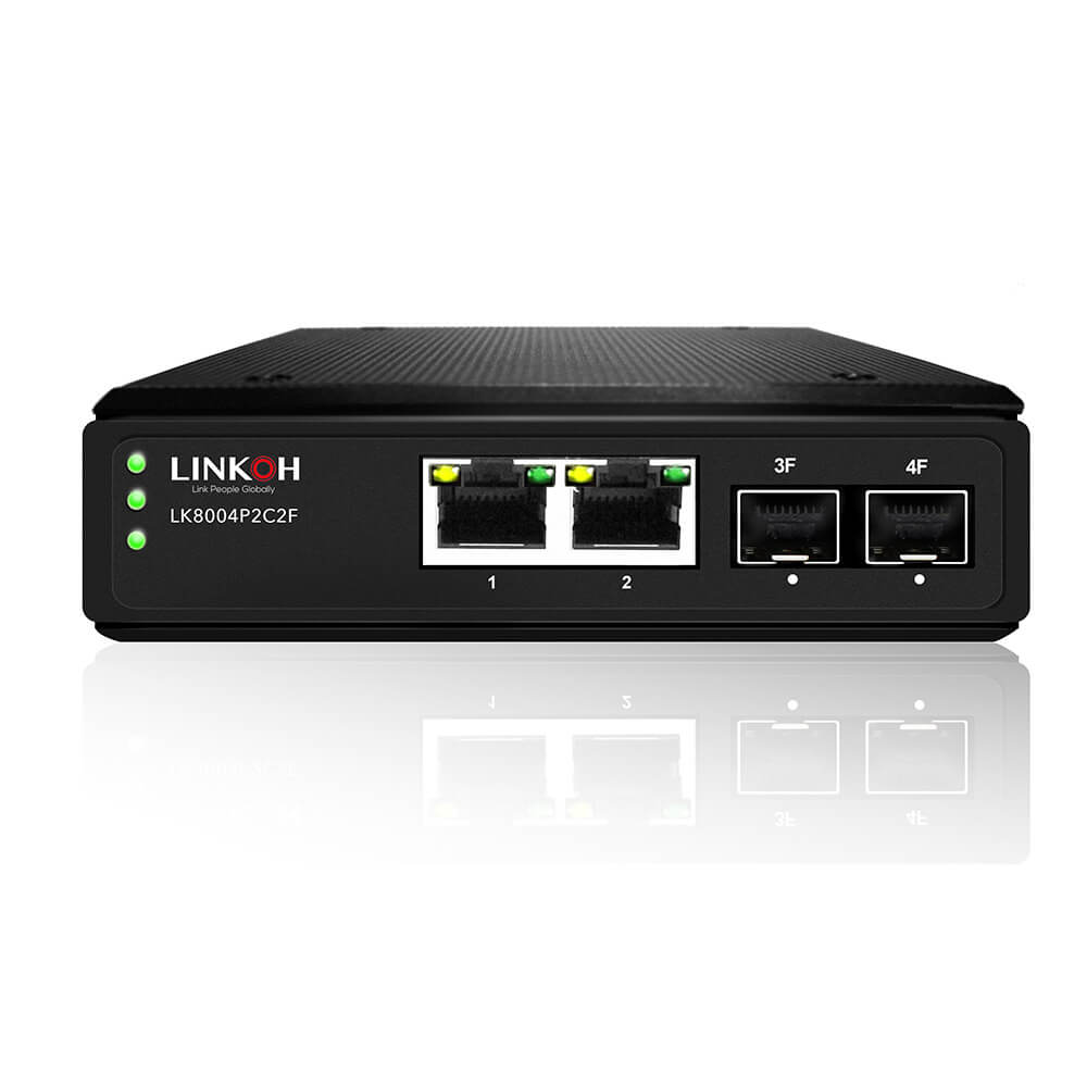 Industrial PoE Switch Unmanaged 2-Port Gigabit UPoE +2-Port Gigabit SFP  optical port - LINKOH