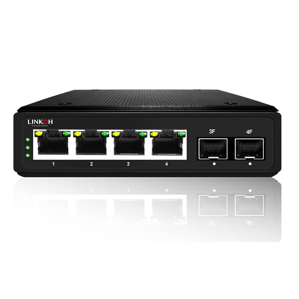 Industrial 4-Port Gigabit Ethernet PoE+ Switch with 2 SFP Ports