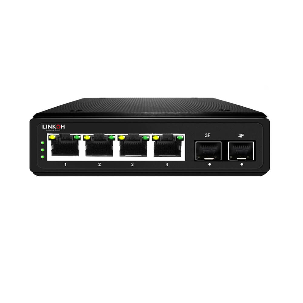 Industrial 4-Port Gigabit RJ45 + 2-Port Gigabit SFP Unmanagement Ethernet  Switch Din Rail Mount - LINKOH