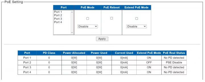 China 4 Ports 10/100/1000M PoE + 2 Uplink Gigabit Ethernet Port