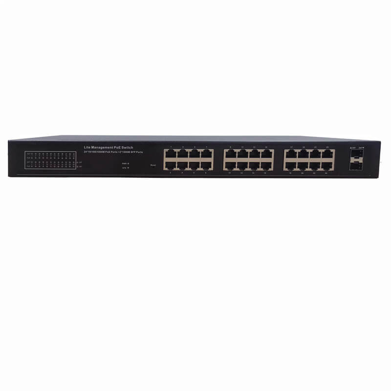 Web Smart Gigabit PoE Switch 24-Port 10/100/1000M RJ45 +2-Port